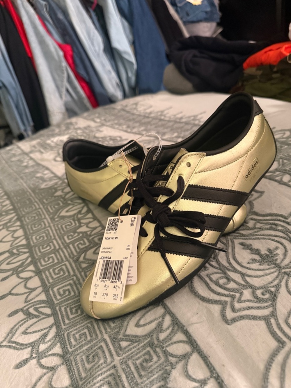 adidas Metallic Gold and Black Tokyo W Sneakers